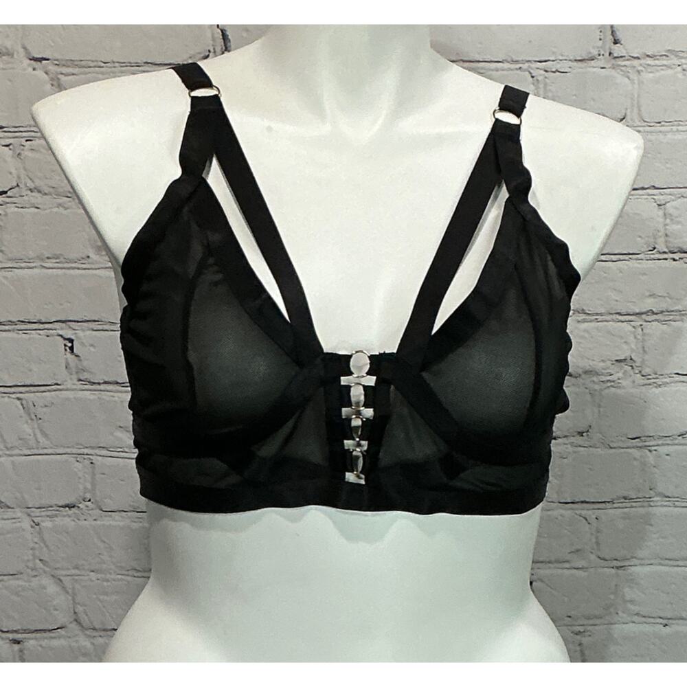 Torrid Curve Women’s Black Overt Strappy Mesh Wireless Bralette (Size 2)